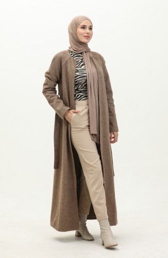 Vivezza Herringbone Stamped Lined Coat Abaya 6991-06 Mustard 6991-06