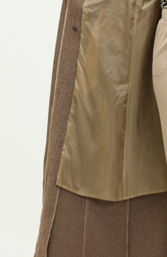 Vivezza Herringbone Stamped Lined Coat Abaya 6991-06 Mustard 6991-06