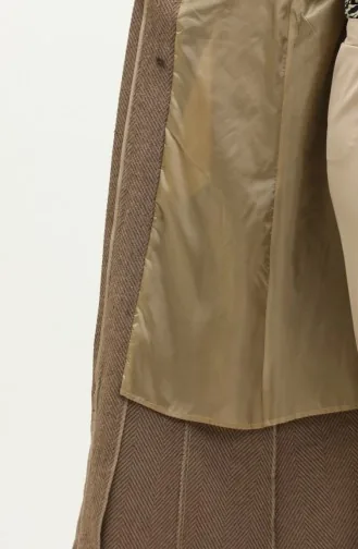 Vivezza Gefütterter Mantel Abaya Mit Fischgrätenmuster 6991-06 Senf 6991-06