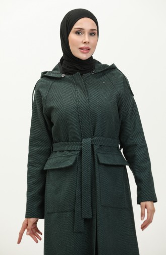 Vivezza Balıksırtı Çıkarılabilir Kapüşonlu Kaşe Kaban 6992-03 Haki