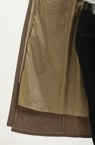 Vivezza Herringbone Removable Hooded Cashmere Coat 6992-06 Mustard 6992-06