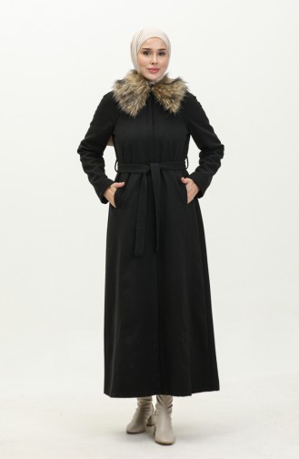 Vivezza Mobile Furry Herringbone Stamp Lined Coat 6993-01 Black 6993-01