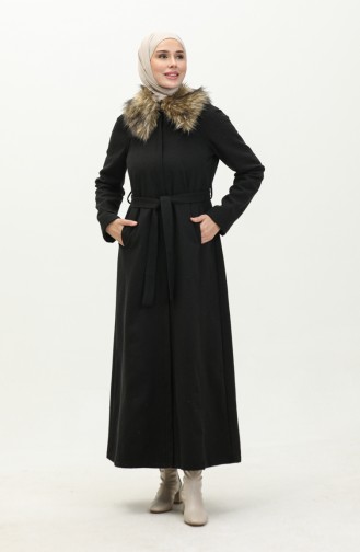 Vivezza Mobile Furry Herringbone Stamp Lined Coat 6993-01 Black 6993-01