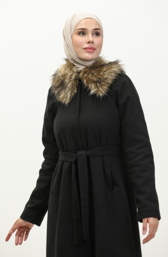 Vivezza Mobile Furry Herringbone Stamp Lined Coat 6993-01 Black 6993-01