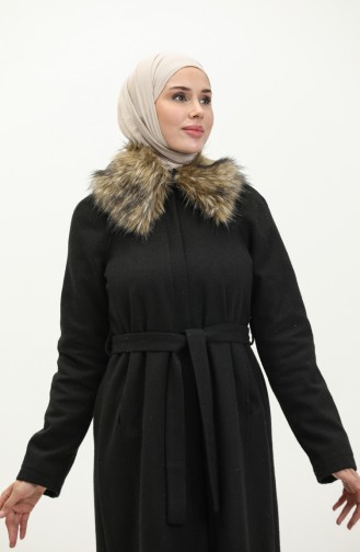 Vivezza Mobile Furry Herringbone Stamp Lined Coat 6993-01 Black 6993-01