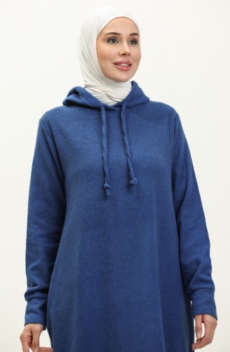 Kapüşonlu Kışlık Elbise 0165-02 Saks