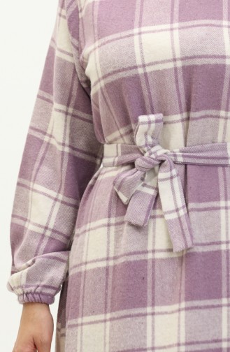Chanel Desenli Büzgülü Elbise 0169-04 Lila 0169-04