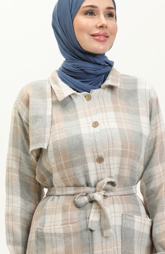 Karierte Holzfäller-Tunika 0164-02 Beige 0164-02