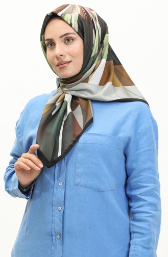 Karaca Patterned Twill Scarf 81032-08 Black Cream 81032-08