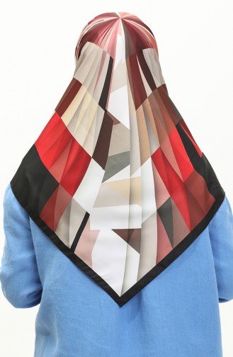 Karaca Patterned Twill Scarf 81032-09 Black Claret Red 81032-09