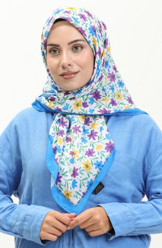 Desenli Soft Eşarp 2031-02 Mavi Mor