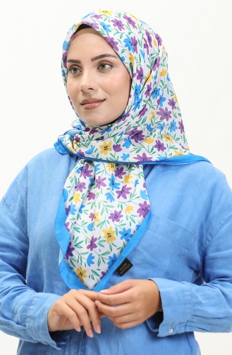 Desenli Soft Eşarp 2031-02 Mavi Mor