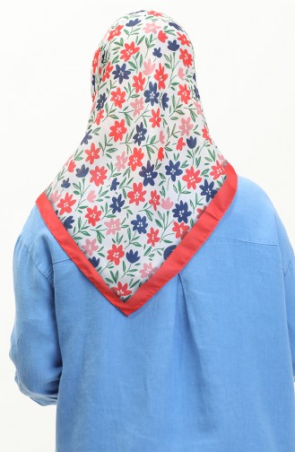 Patterned Soft Scarf 2031-09 Coral Navy Blue 2031-09