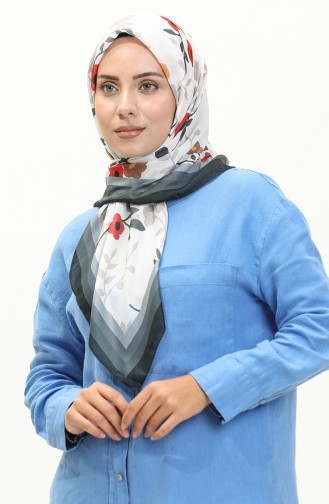 Desenli Pamuklu Eşarp 2032-03 Füme