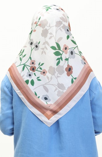 Patterned Cotton Scarf 2032-04 Brown 2032-04