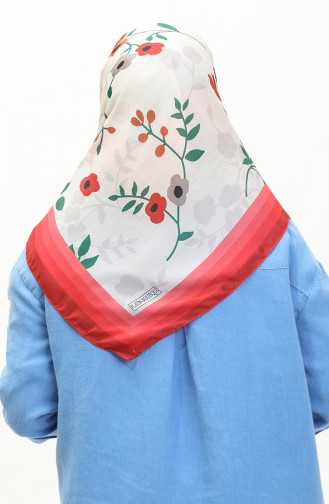 Patterned Cotton Scarf 2032-07 Red 2032-07