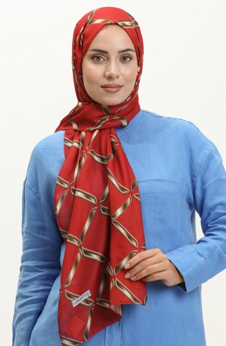 Geometry Patterned Soft Shawl 2033-01 Red 2033-01