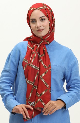 Geometry Patterned Soft Shawl 2033-01 Red 2033-01