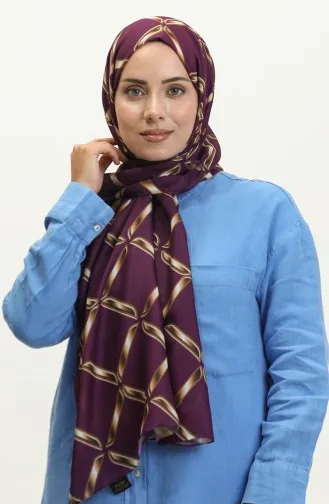 Châle Doux à Motifs Géométriques 2033-02 Pourpre 2033-02