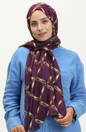 Geometry Patterned Soft Shawl 2033-02 Purple 2033-02