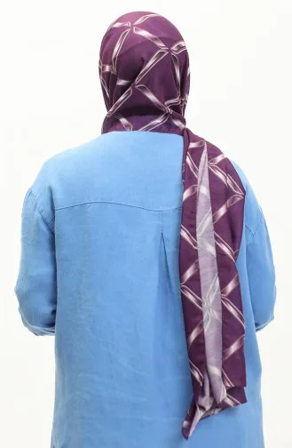 شال ناعم بتصميم مُطبع بتفاصيل هندسية 2033-04 لون بنفسجي فاتح 2033-04