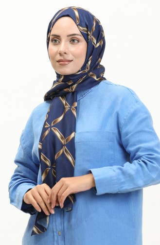 Zachte Sjaal Met Geometriepatroon 2033-06 Marineblauw 2033-06