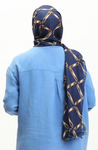 Zachte Sjaal Met Geometriepatroon 2033-06 Marineblauw 2033-06