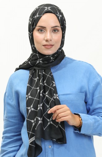 شال قطن بتصميم مُطبع 2034-02 لون أسود 2034-02