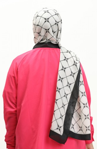 Patterned Cotton Shawl 2034-06 Cream Black 2034-06