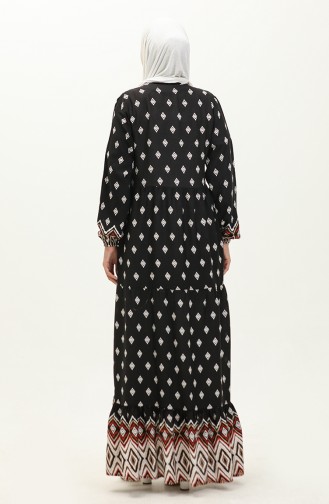 فستان فيسكوز بتصميم مُطبع بتصميم هندسي 0156-01 لون أسود 0156-01