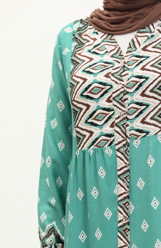 Viscose-jurk Met Geometrisch Patroon 0156-05 Groen 0156-05