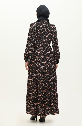 فستان فيسكوز بتصميم مُطبع 0157-02 لون أسود 0157-02