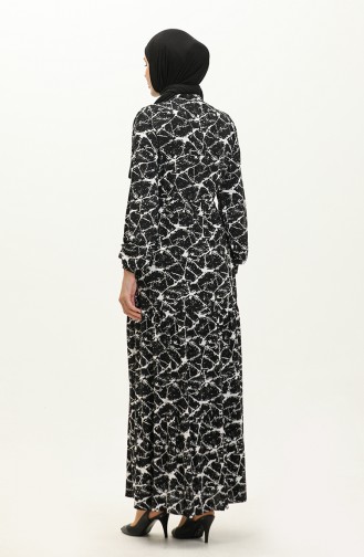 Viscose-jurk Met Patroon 0157-04 Zwart Wit 0157-04