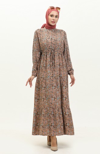 Patterned Viscose Dress 0158-02 Onion Skin 0158-02