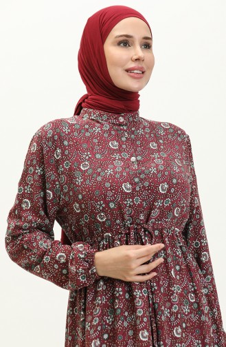 Patterned Viscose Dress 0158-03 Plum 0158-03