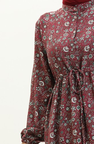 Patterned Viscose Dress 0158-03 Plum 0158-03