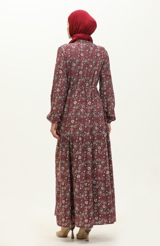 Patterned Viscose Dress 0158-03 Plum 0158-03