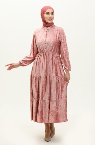 Geknöpftes Samtkleid 0161-01 Dusty Rose 0161-01
