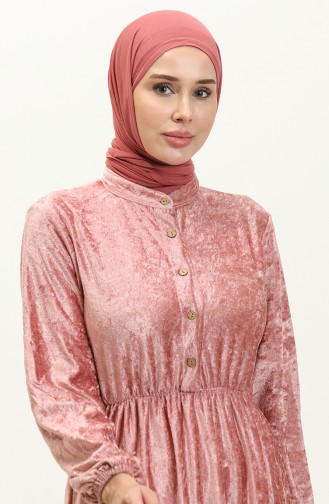Geknöpftes Samtkleid 0161-01 Dusty Rose 0161-01