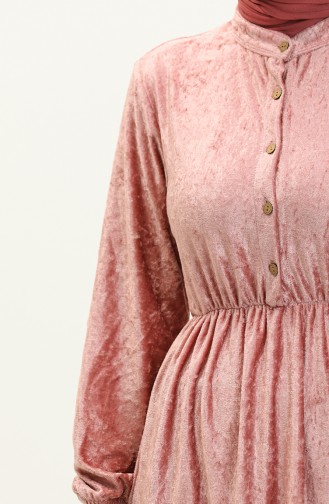 Geknöpftes Samtkleid 0161-01 Dusty Rose 0161-01