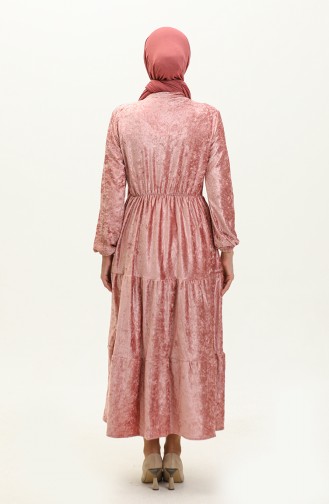 Geknöpftes Samtkleid 0161-01 Dusty Rose 0161-01