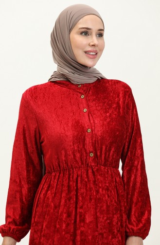 Geknöpftes Samtkleid 0161-02 Rot 0161-02