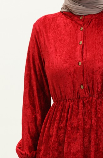 Geknöpftes Samtkleid 0161-02 Rot 0161-02