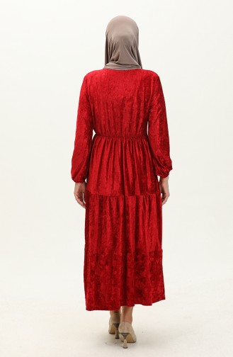 Geknöpftes Samtkleid 0161-02 Rot 0161-02