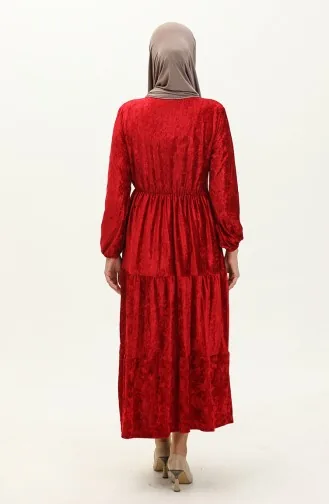Geknöpftes Samtkleid 0161-02 Rot 0161-02
