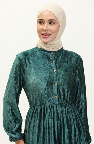 Geknöpftes Samtkleid 0161-03 Petrol 0161-03