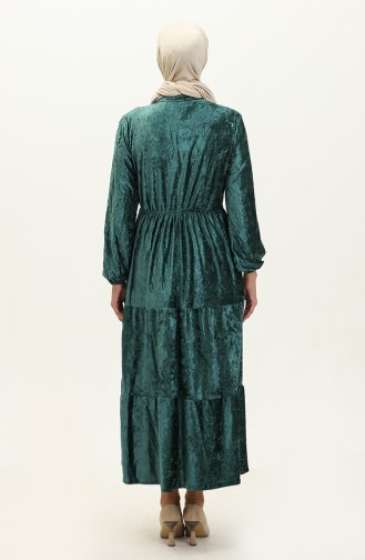 Geknöpftes Samtkleid 0161-03 Petrol 0161-03