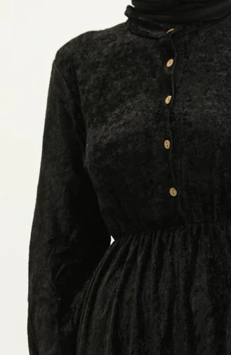 Robe Velours Boutonnée 0161-04 Noir 0161-04