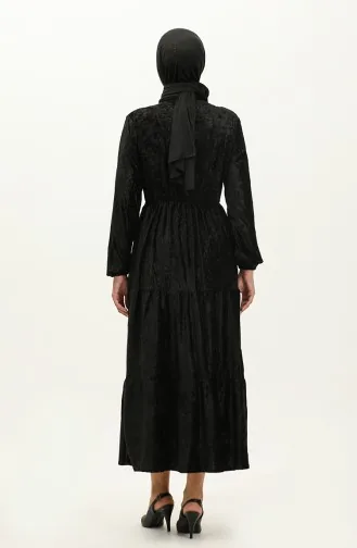 Robe Velours Boutonnée 0161-04 Noir 0161-04