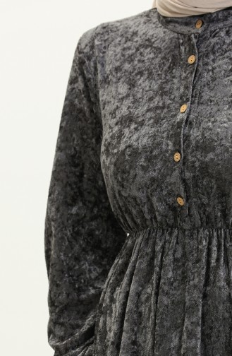 Geknöpftes Samtkleid 0161-06 Anthrazit 0161-06